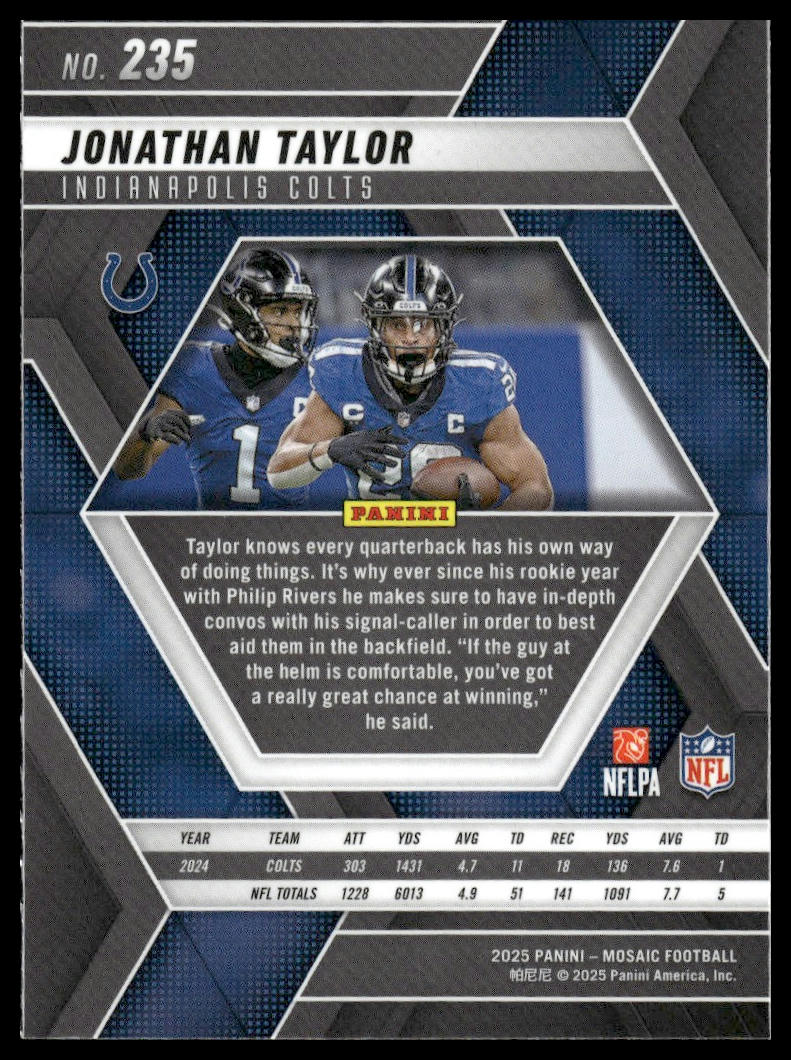 2025 Panini Mosaic #235 Jonathan Taylor