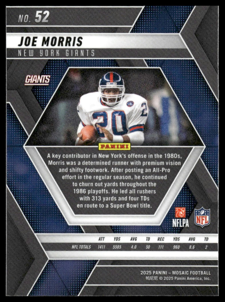 2025 Panini Mosaic #52 Joe Morris
