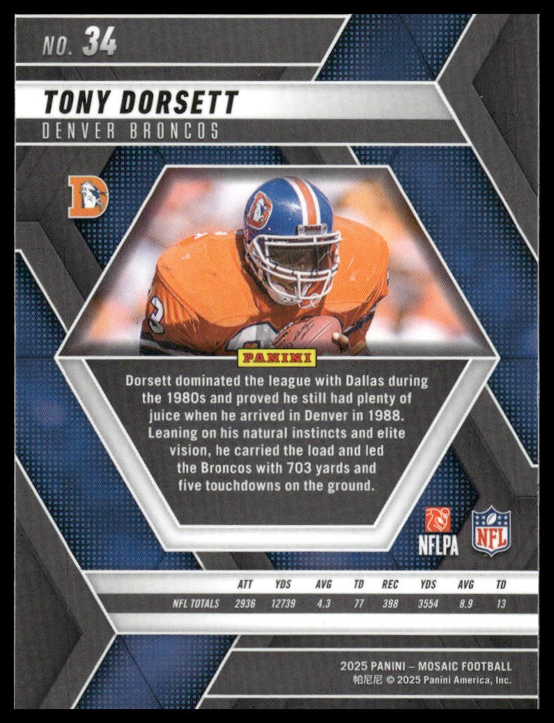 2025 Panini Mosaic #34 Tony Dorsett