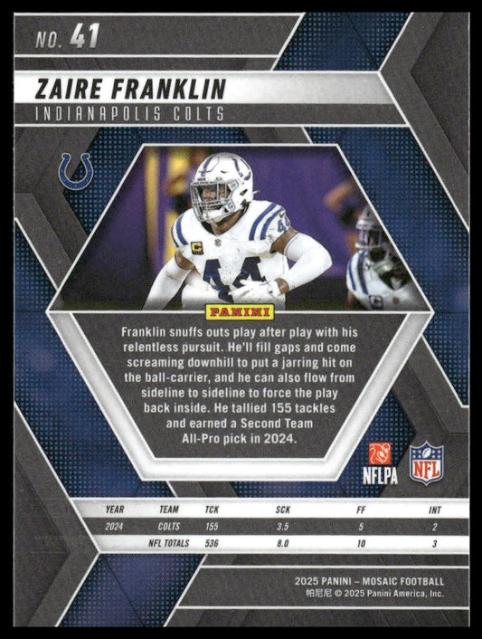 2025 Panini Mosaic #41 Zaire Franklin