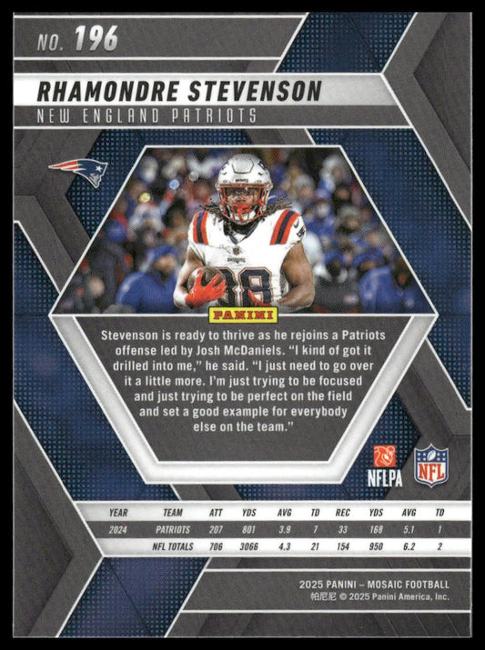 2025 Panini Mosaic #196 Rhamondre Stevenson