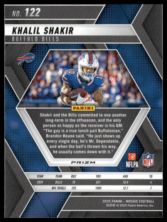 2025 Panini Mosaic #122 Khalil Shakir Mosaic Reactive Blue