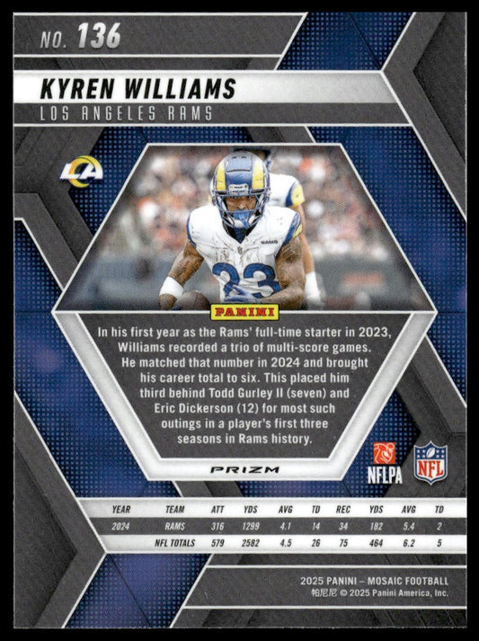 2025 Panini Mosaic #136 Kyren Williams Silver