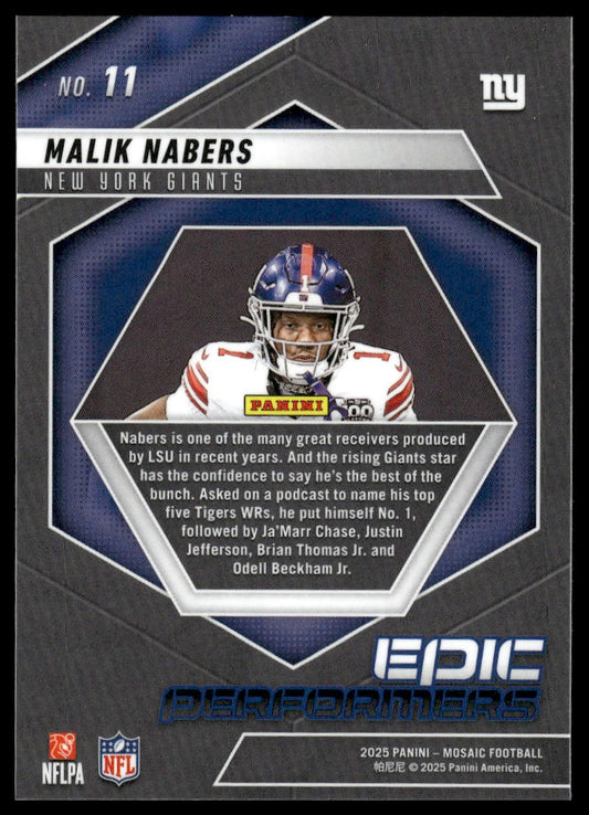 2025 Panini Mosaic #11 Malik Nabers Epic Performers