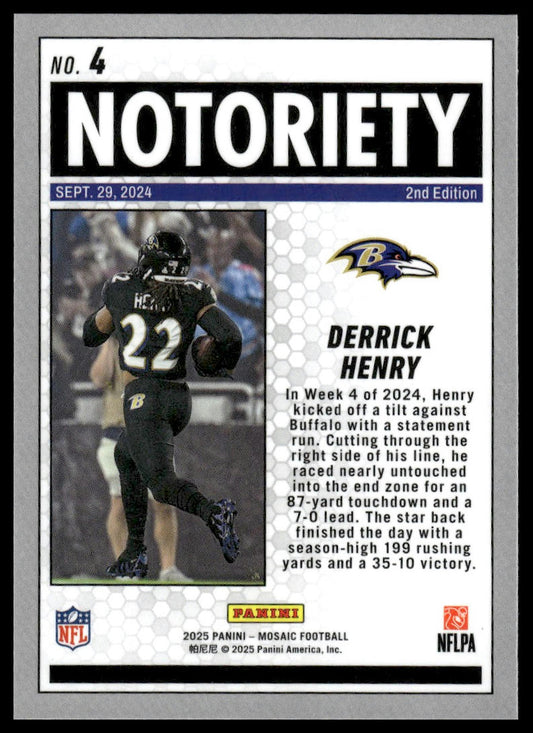 2025 Panini Mosaic #4 Derrick Henry Notoriety