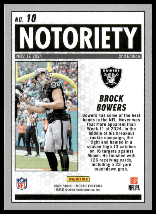 2025 Panini Mosaic #10 Brock Bowers Notoriety