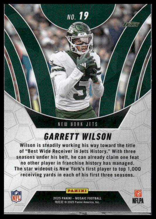 2025 Panini Mosaic #19 Garrett Wilson Elevate Mosaic Orange Fluorescent