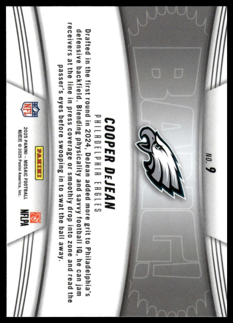 2025 Panini Mosaic #9 Cooper DeJean Bang! Mosaic Green