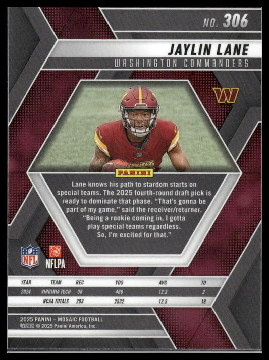 2025 Panini Mosaic #306 Jaylin Lane Mosaic
