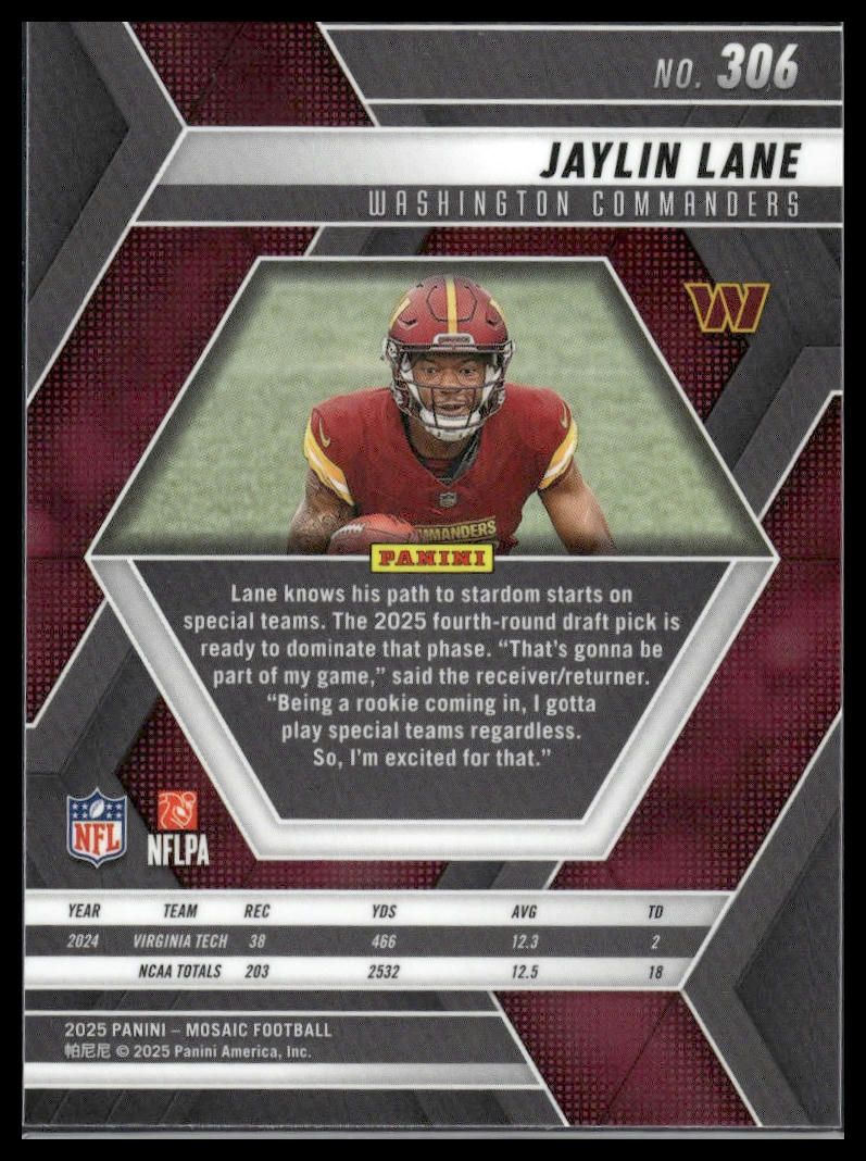 2025 Panini Mosaic #306 Jaylin Lane Mosaic