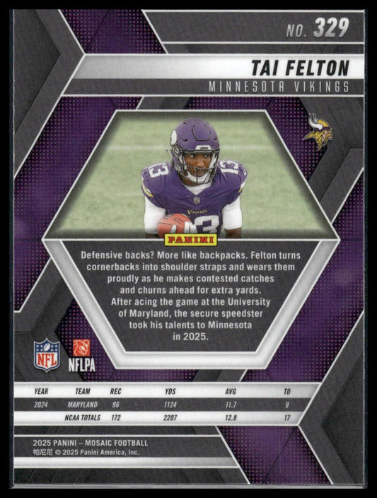 2025 Panini Mosaic #329 Tai Felton
