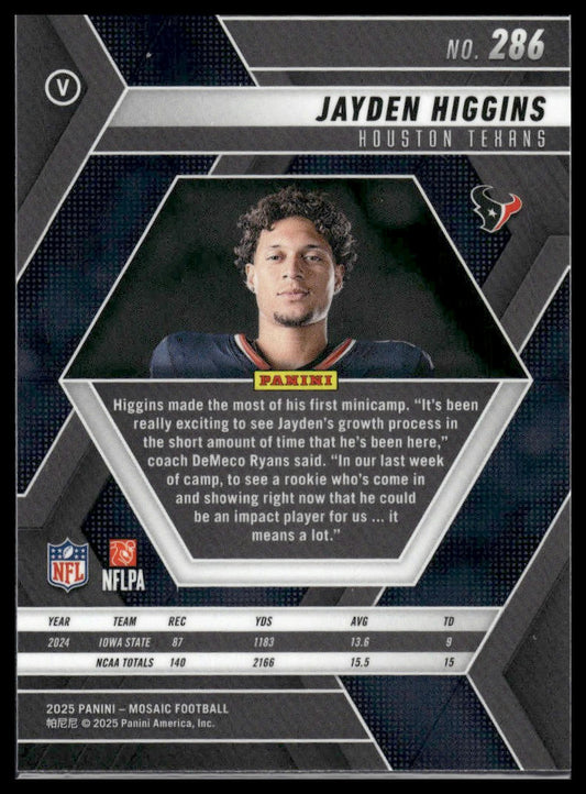 2025 Panini Mosaic #286 Jayden Higgins