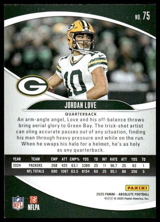 2025 Panini Absolute #75 Jordan Love Blue