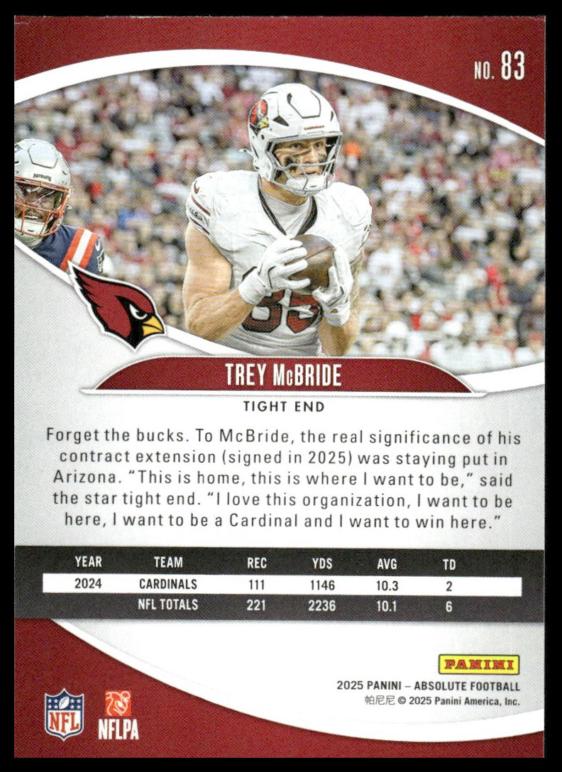 2025 Panini Absolute #83 Trey McBride Red