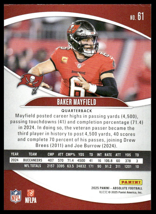 2025 Panini Absolute #61 Baker Mayfield Green