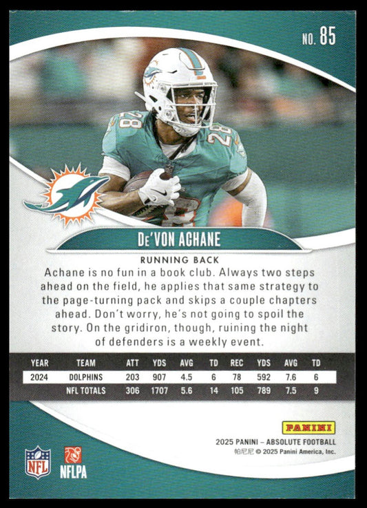 2025 Panini Absolute #85 De'Von Achane Retail