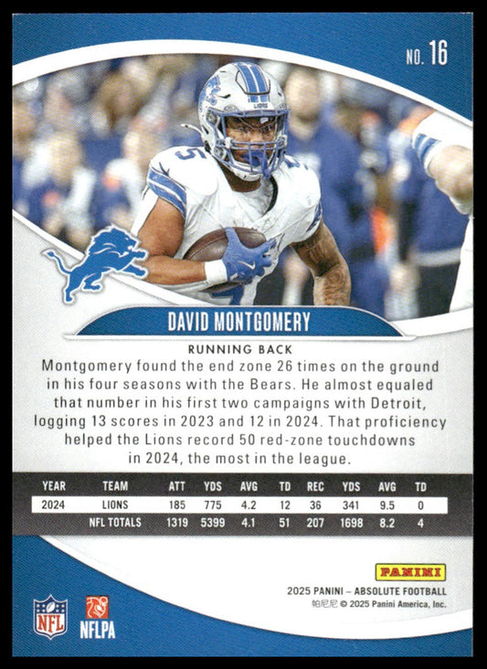 2025 Panini Absolute #16 David Montgomery Yellow
