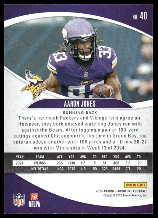 2025 Panini Absolute #40 Aaron Jones Yellow