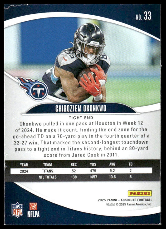 2025 Panini Absolute #33 Chigoziem Okonkwo Retail