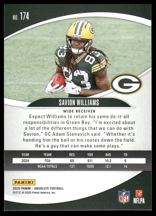 2025 Panini Absolute #174 Savion Williams Retail