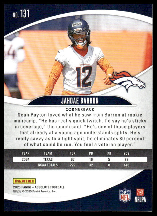 2025 Panini Absolute #131 Jahdae Barron Retail