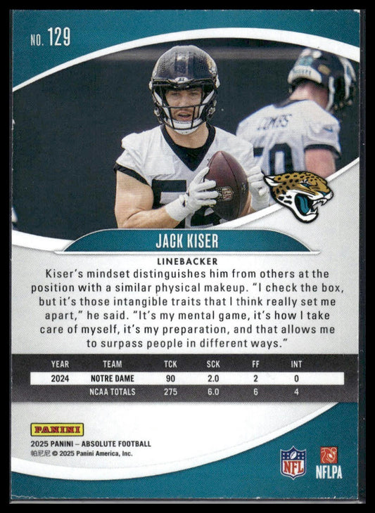 2025 Panini Absolute #129 Jack Kiser Yellow