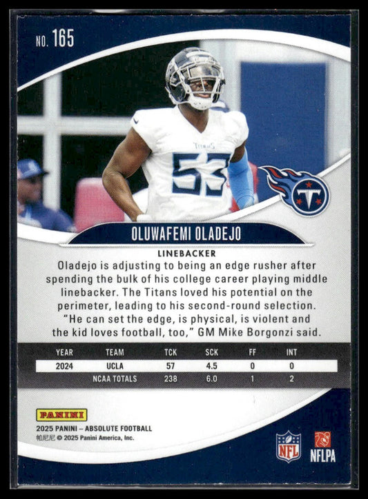 2025 Panini Absolute #165 Oluwafemi Oladejo Blue