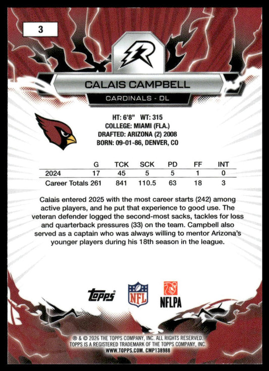 2025 Topps Resurgence #3 Calais Campbell