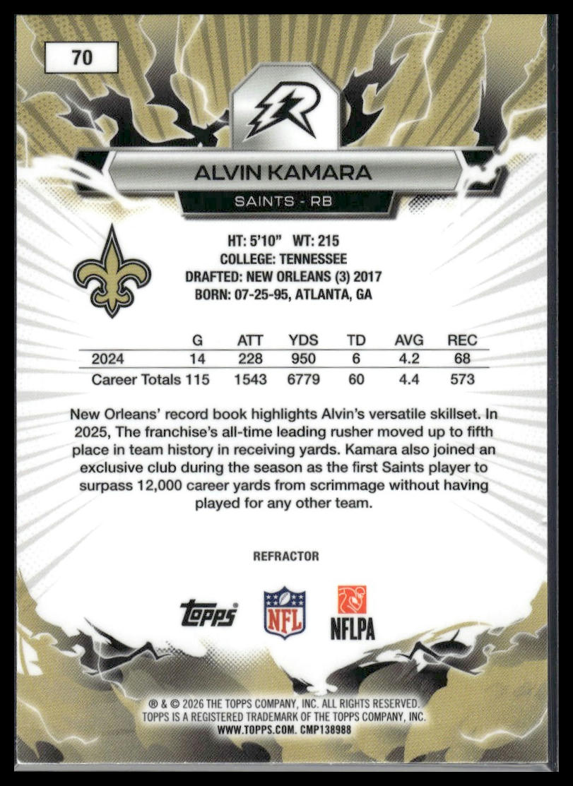 2025 Topps Resurgence #70 Alvin Kamara Refractor