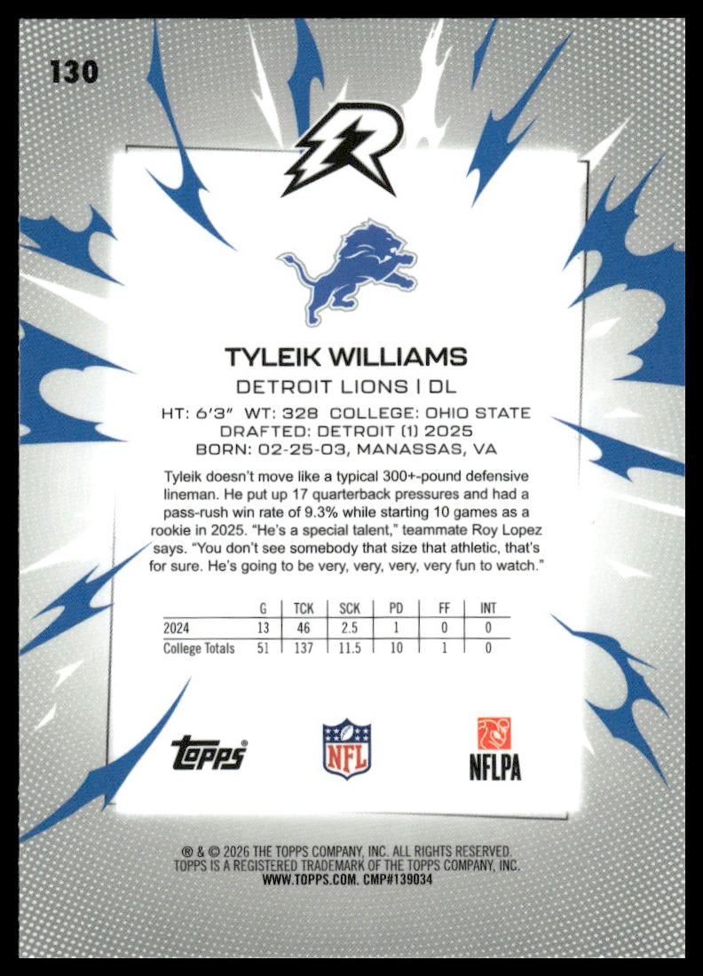 2025 Topps Resurgence #130 Tyleik Williams