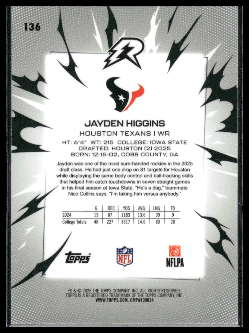 2025 Topps Resurgence #136 Jayden Higgins