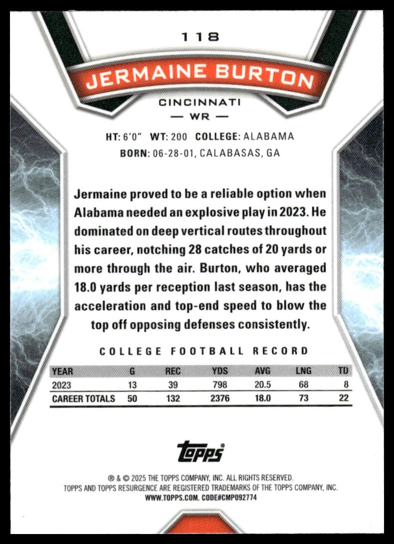 2024 Topps Resurgence #118 Jermaine Burton Refractor