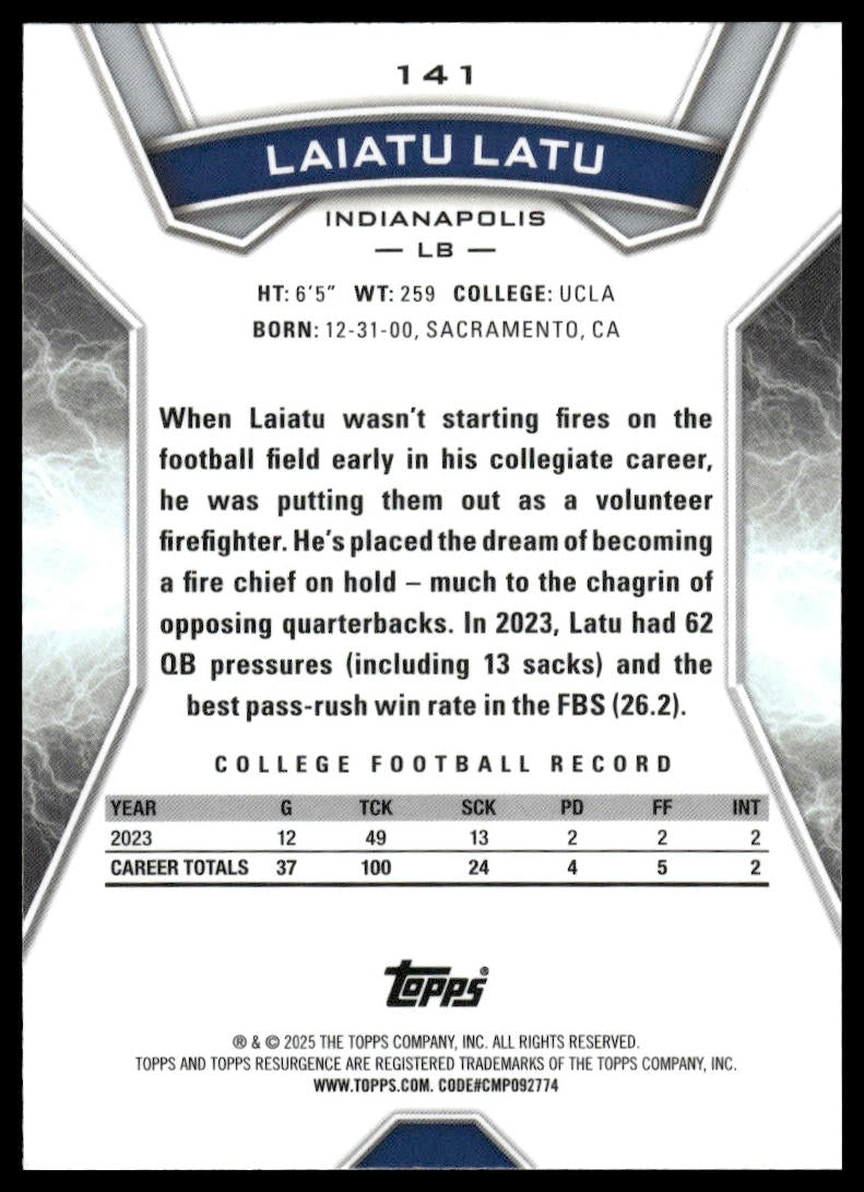 2024 Topps Resurgence #141 Laiatu Latu