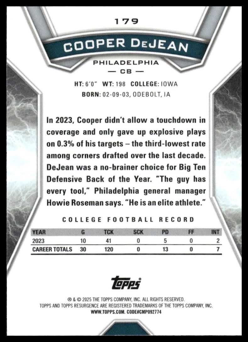 2024 Topps Resurgence #179 Cooper DeJean