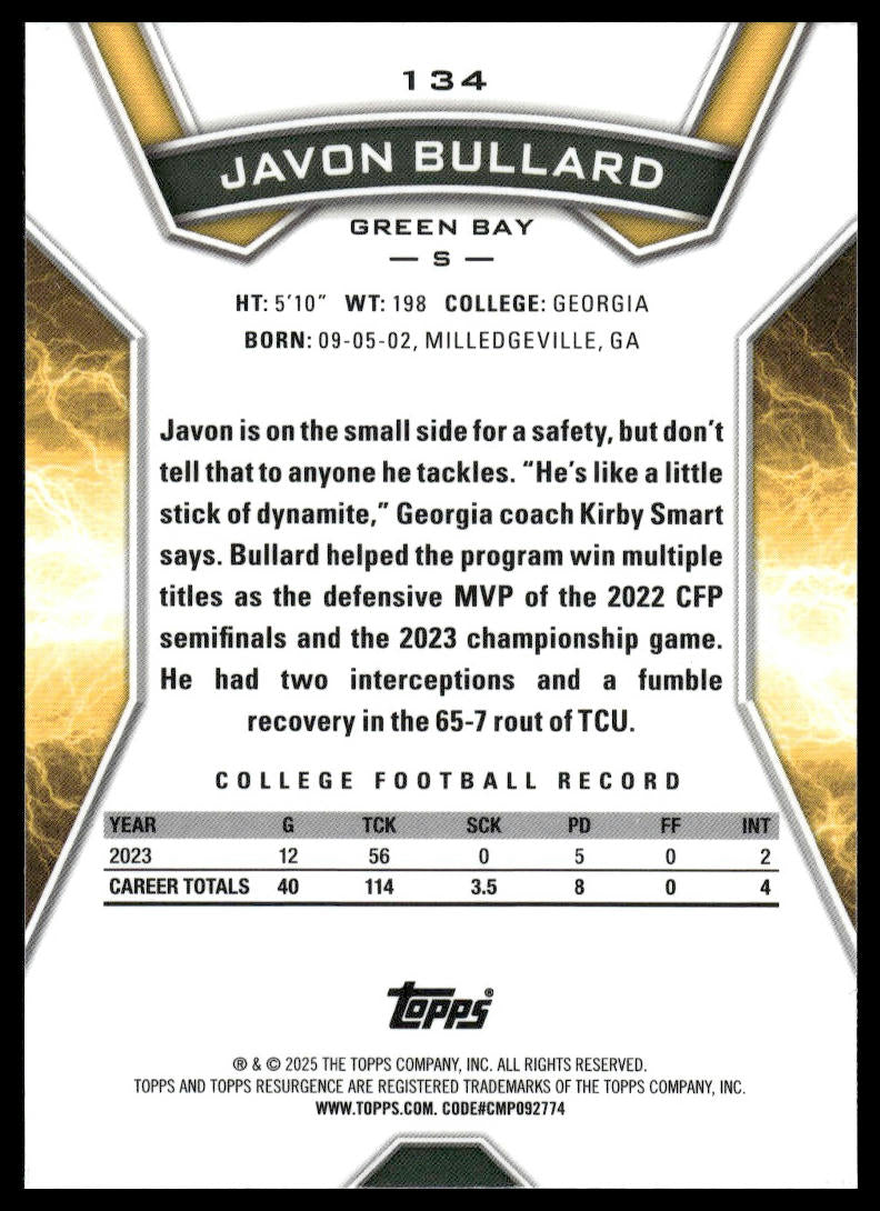 2024 Topps Resurgence #134 Javon Bullard Refractor