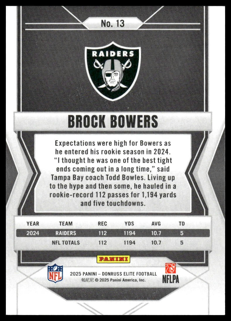 2025 Panini Donruss Elite Football #13 Brock Bowers
