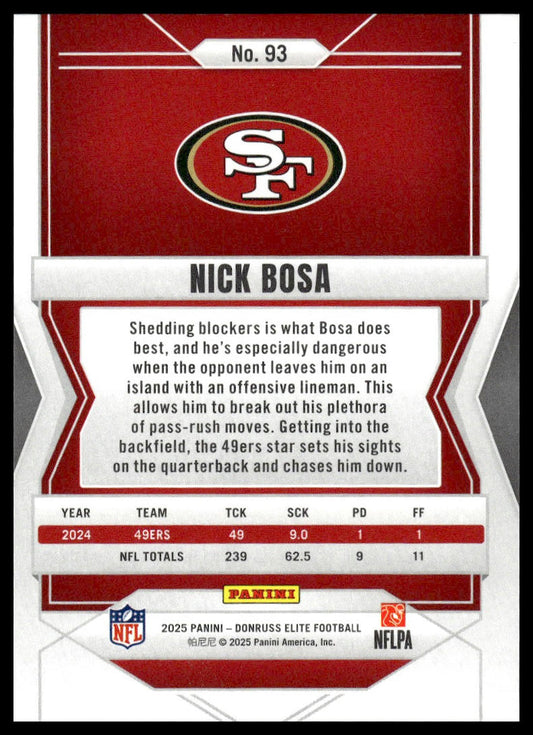 2025 Panini Donruss Elite Football #93 Nick Bosa