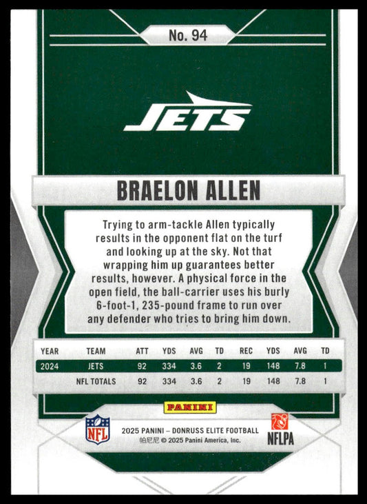 2025 Panini Donruss Elite Football #94 Braelon Allen