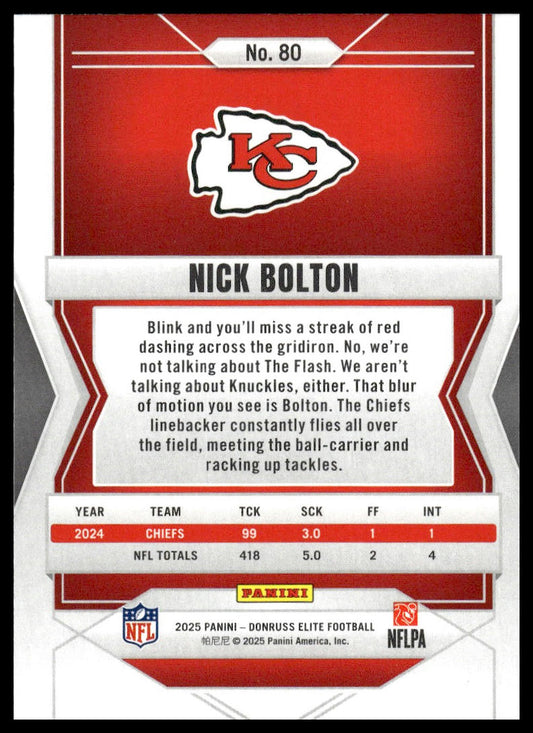 2025 Donruss Elite #80 Nick Bolton Aspirations Lime Green #/999