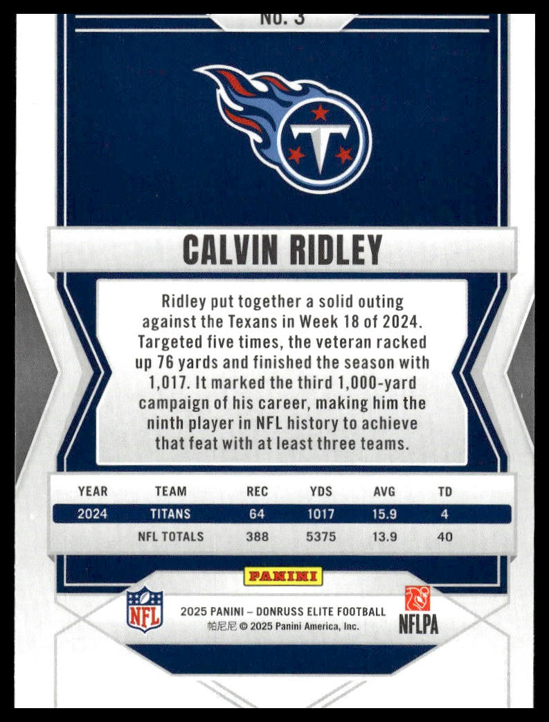 2025 Panini Donruss Elite Football #3 Calvin Ridley