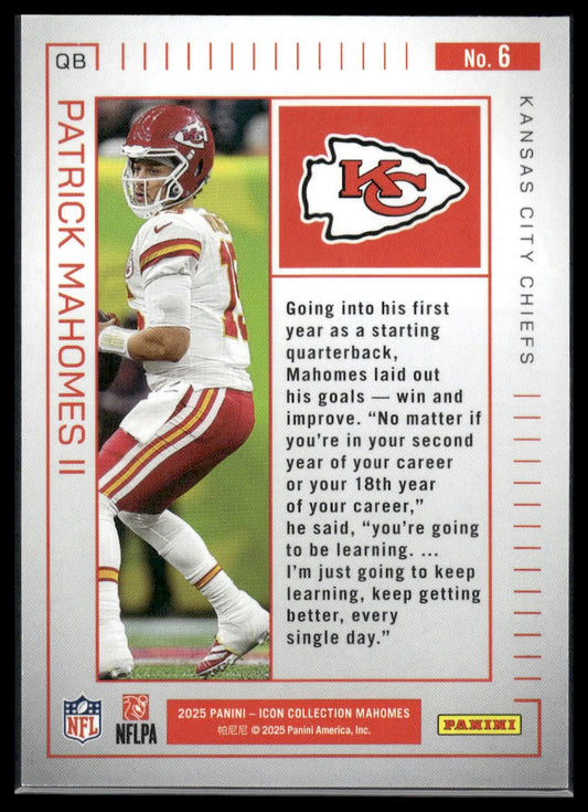 2025 Panini Authentically Mahomes Icon Collection #6 Patrick Mahomes II