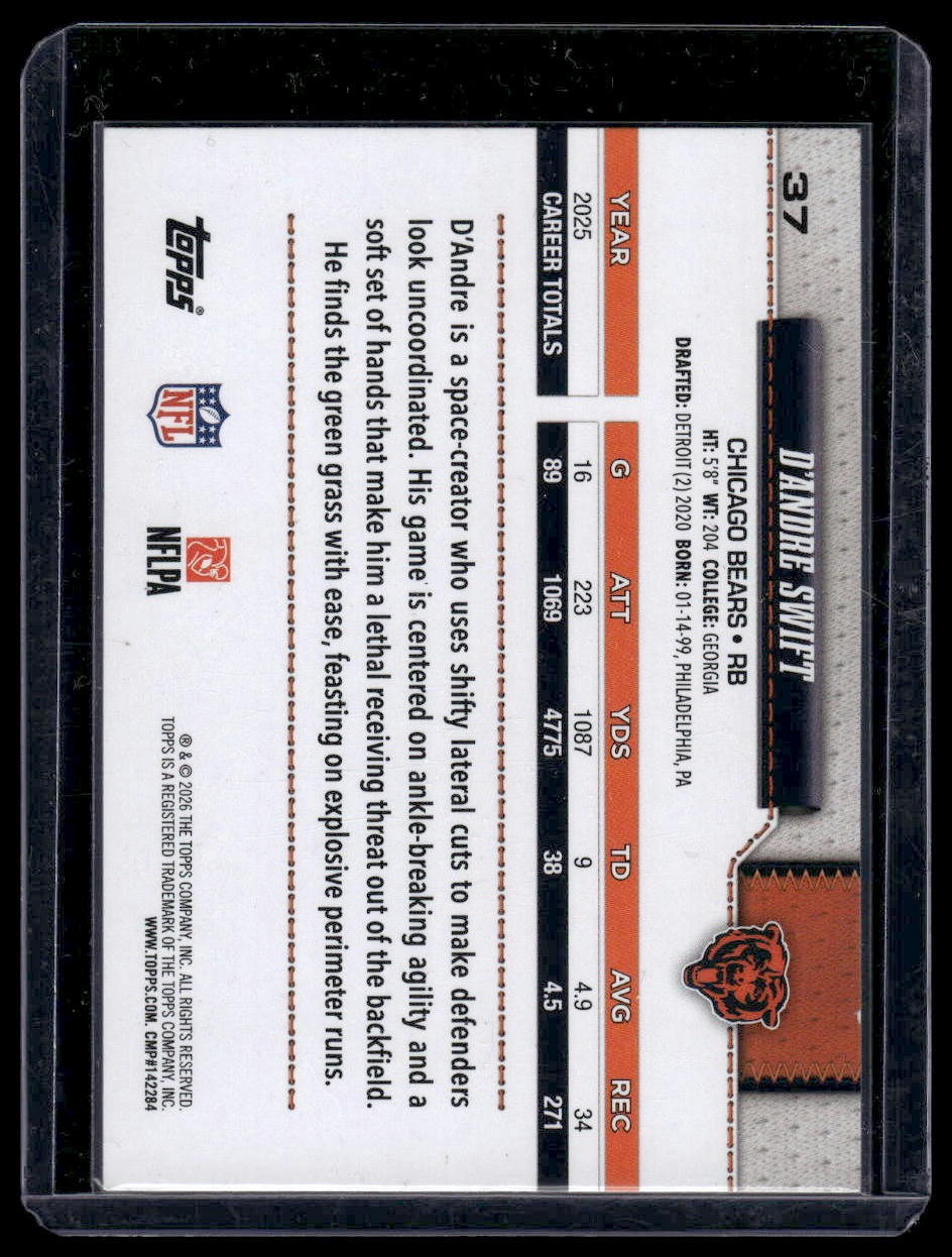 2026 Topps Flagship #37 D'Andre Swift Pigskin Texture Foil