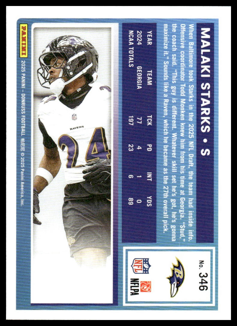 Malaki Starks 2025 Donruss #346 Press Proofs Green RC