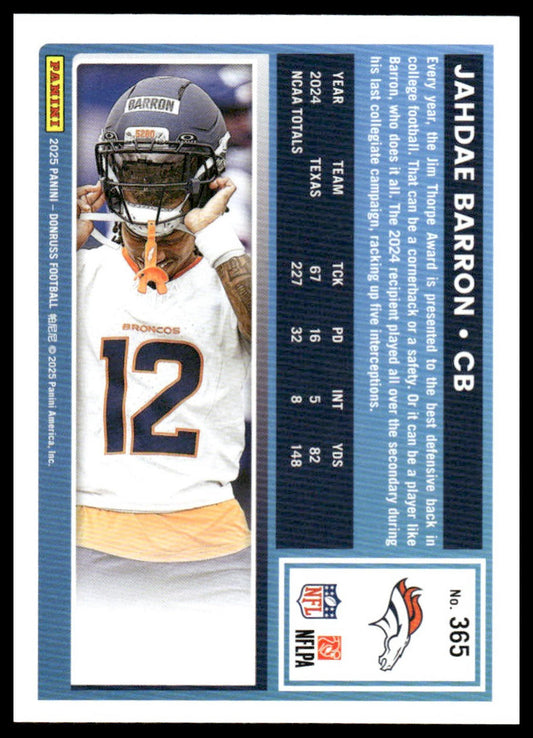 Jahdae Barron 2025 Donruss #365 Press Proofs Purple RC