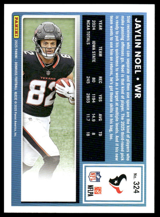 Jaylin Noel 2025 Donruss #324 Optic Rated Rookies Preview Red Pandora RC