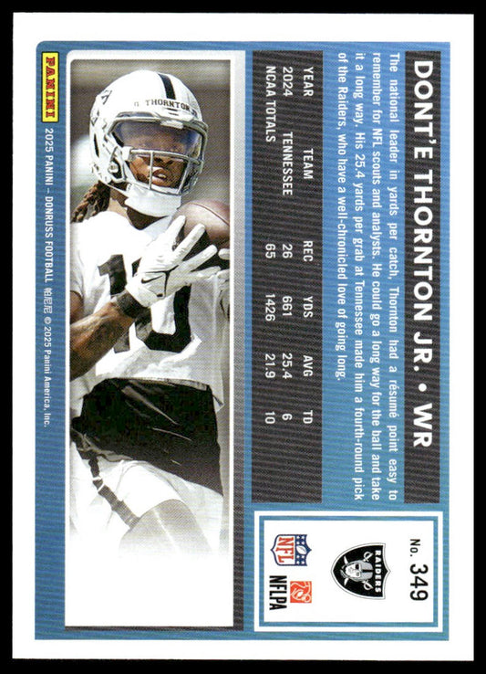 Dont’e Thornton Jr. 2025 Donruss #349 Optic Rated Rookies Preview Red Wave RC