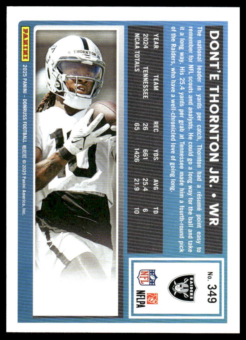 Dont’e Thornton Jr. 2025 Donruss #349 Optic Rated Rookies Preview Red Wave RC