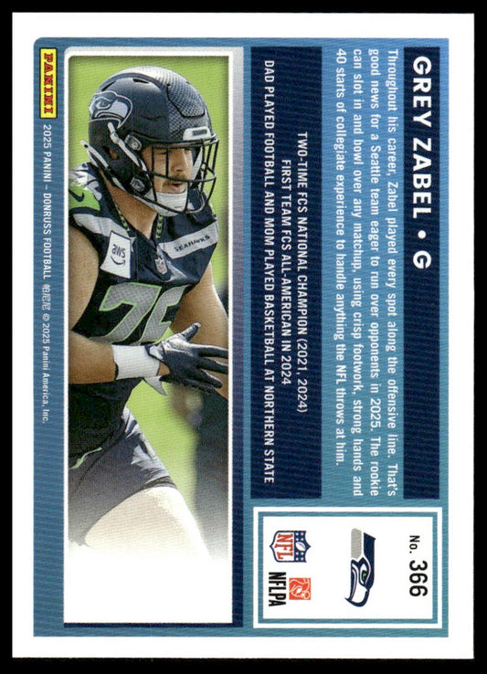 Grey Zabel 2025 Donruss #366 Press Proofs Blue RC