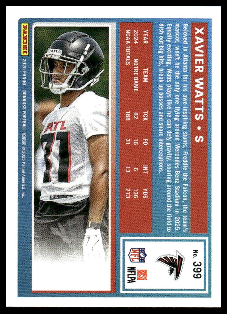 Xavier Watts 2025 Donruss #399 Press Proofs Green RC