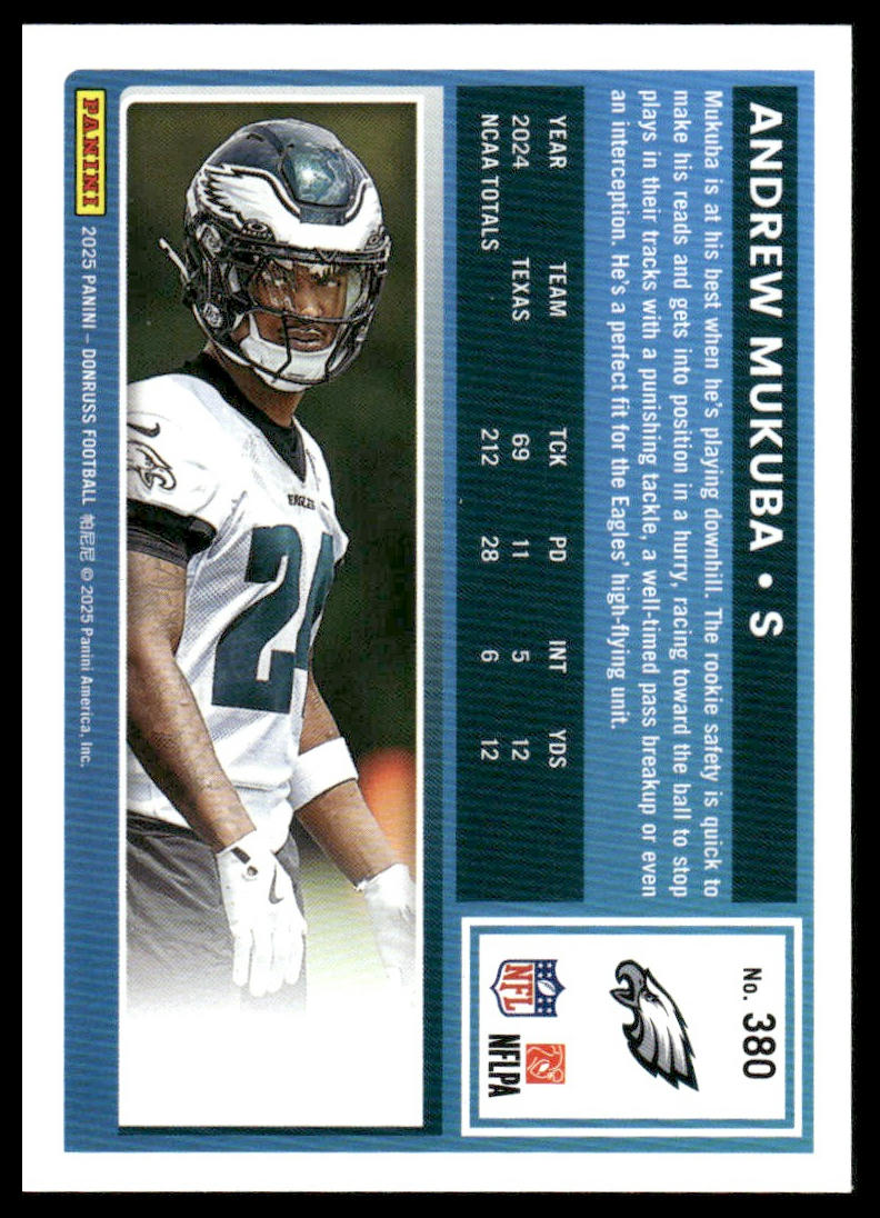 Andrew Mukuba 2025 Donruss #380 Optic Rated Rookies Preview Pink RC